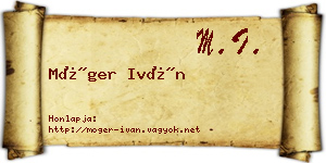 Móger Iván névjegykártya